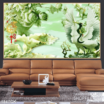 Tranh hoa sen, cá chép giả ngọc