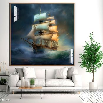 Tranh thuyền buồm vàng phong thủy đẹp