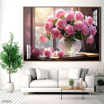 Mẫu tranh bình hoa nghệ thuật decor tường