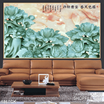 Tranh hoa sen, cá chép giả ngọc