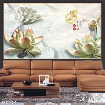 Tranh hoa sen giả ngọc dán tường