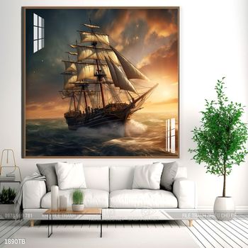 Tranh thuận buồm xuôi gió cánh buồm vàng đẹp nhất