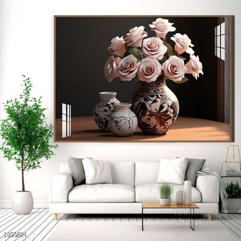 Tranh bình hoa đẹp decor trang trí tường