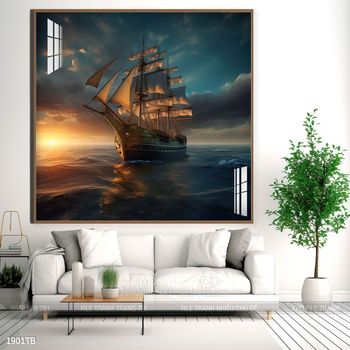 Tranh thuận buồm xuôi gió cánh buồm vàng đẹp nhất