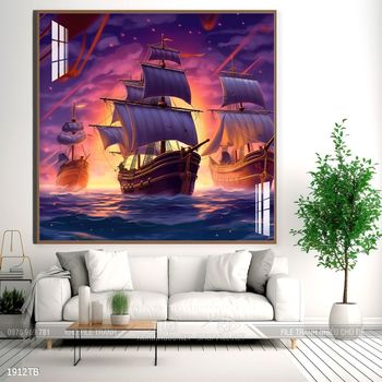 Tranh thuận buồm xuôi gió cánh buồm vàng đẹp nhất