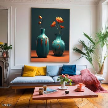 File tranh bình hoa đẹp decor tường nhà trang trí