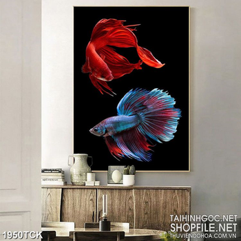 Tranh chiếc đuôi lộng lẫy của đôi cá  sim betta in canvas