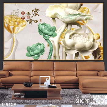 Tranh hoa sen giả ngọc trang trí