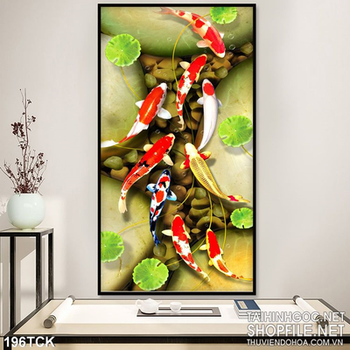 Tranh hoa sen, cá chép trang trí tường