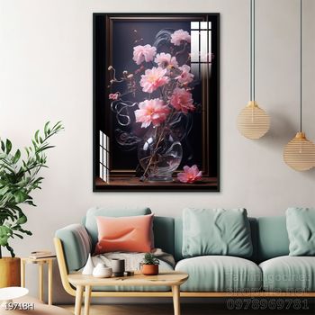 File tranh bình hoa đẹp decor tường nhà trang trí