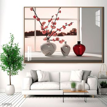 Mẫu tranh bình hoa nghệ thuật decor tường