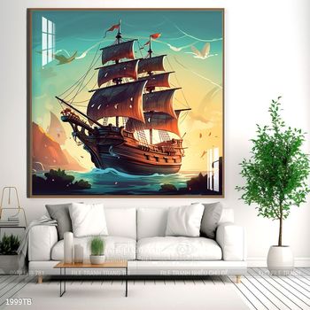 Tranh thuyền buồm vàng phong thủy đẹp