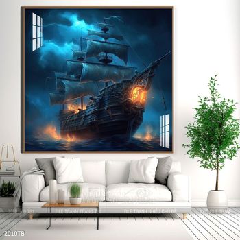 Tranh thuyền buồm vàng phong thủy đẹp