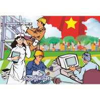 Pano tranh cổ động xây dựng đất nước giàu mạnh