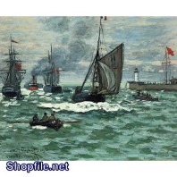 Tranh sơn dầu nước ngoài con thuyền lớn