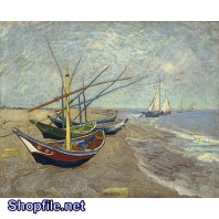 Tranh sơn dầu nước ngoài những con thuyền đánh cá