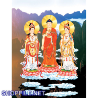 Phật giáo và bồ tát đi trên mây