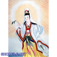 Bồ tát quan thế âm tỏa sáng trên tòa sen