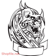 Vector Hình Xăm Decal Đầu Lâu Ấn Tượng