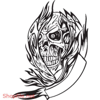 Vector Hình Xăm Decal Đầu Lâu Ấn Tượng