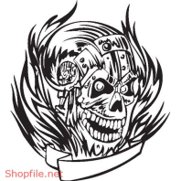 Vector Hình Xăm Decal Đầu Lâu Ấn Tượng