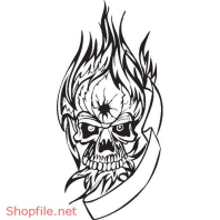 Vector Hình Xăm Decal Đầu Lâu Ấn Tượng