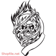 Vector Hình Xăm Decal Đầu Lâu Ấn Tượng