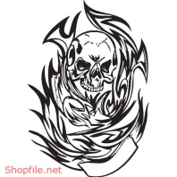 Vector Hình Xăm Decal Đầu Lâu Ấn Tượng