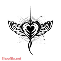 Hình Xăm Vector Decal Thiết Kế Trái Tim Đôi Cánh