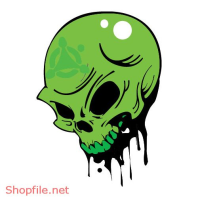 Vector Hình Xăm Đầu Lâu Xanh