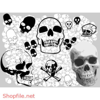 Hình Xăm Vector Thiết kế Đầu Lâu Độc Đáo