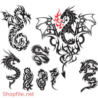 Vector Hình Xăm Decal Họa Tiết Hình Thú