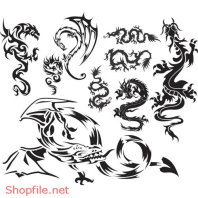 Vector Hình Xăm Decal Họa Tiết Hình Thú