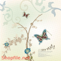 Vector Mẩu pattern hoa cánh bướm