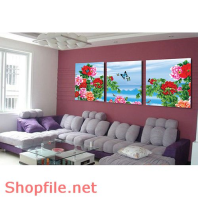 Tranh dán tường hoa đồng tiền