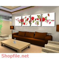 Tranh dán tường hoa hồng đỏ