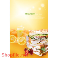 Mẫu Layout Poster Ẩm Thực bánh và nước ép