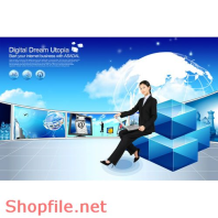 Poster địa cầu và cô gái