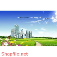 Poster con đường hoa lá PSD