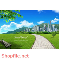 Poster con đường màu xanh