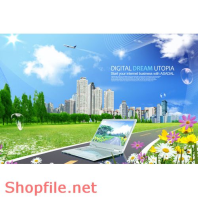 Poster con đường màu xanh