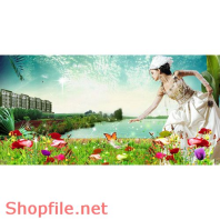 Poster mỹ phẩm hoa bướm và em