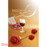 Poster mỹ phẩm ly rượu hoa hồng