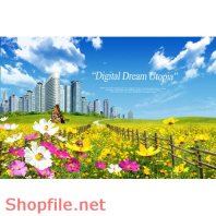 Poster tòa nhà và hoa