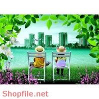 Poster mỹ phẩm hai bé và tương lai