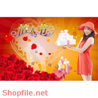 Poster mỹ phẩm quà và cô bé