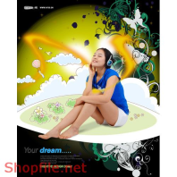 Poster cô gái và bướm