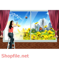 Poster cô gái và hoa