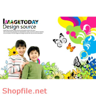 Poster bé và bướm hoa