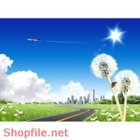 Poster con đường màu xanh